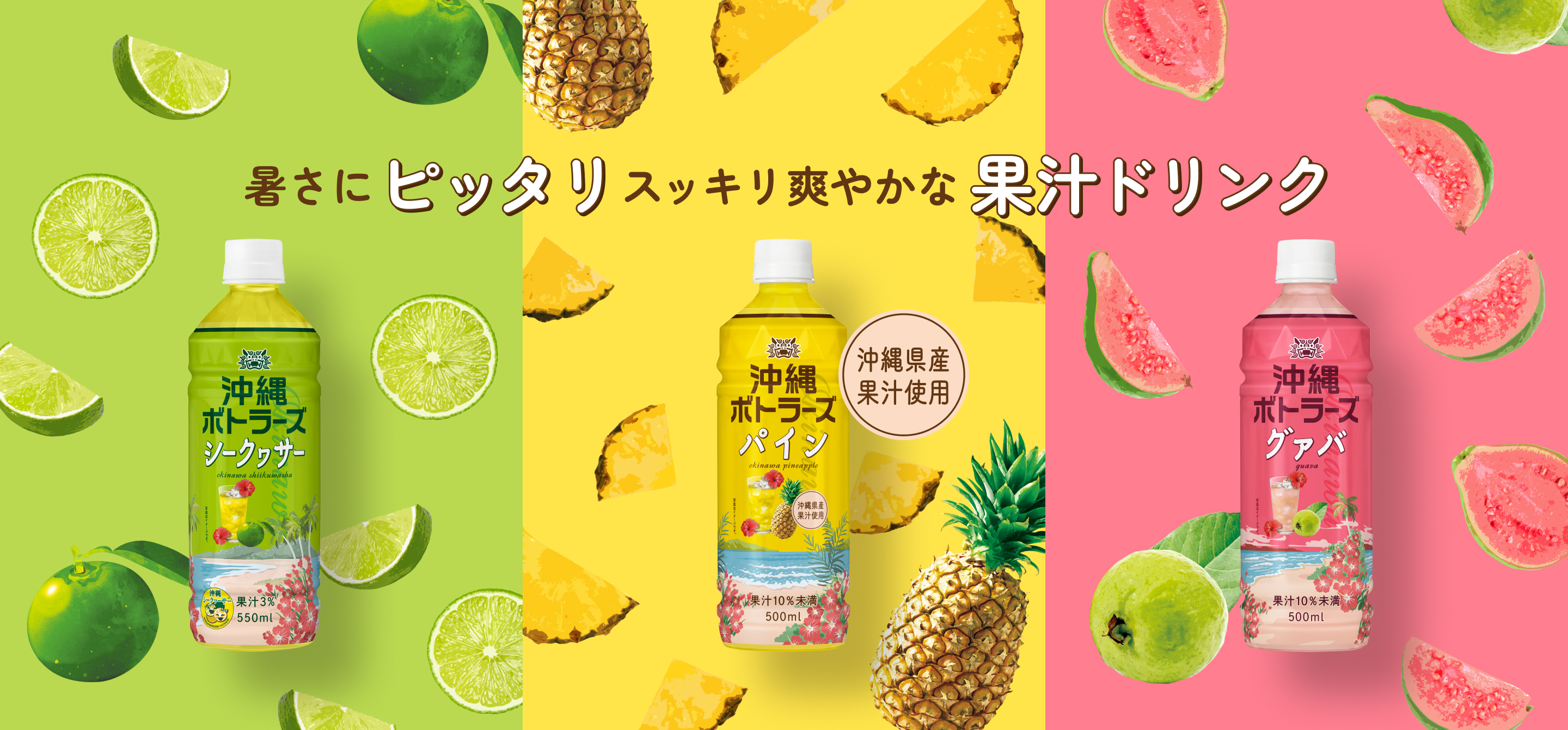 暑さにピッタリスッキリ爽やかな果汁ドリンク 沖縄県産果汁使用